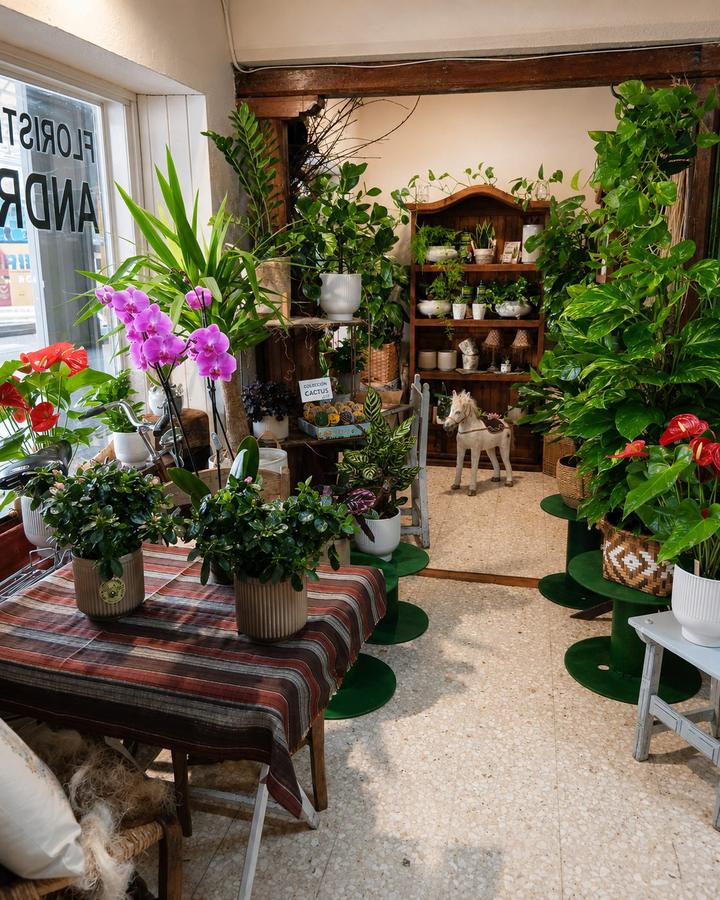 Rincón de plantas del taller de Floristería Andrea